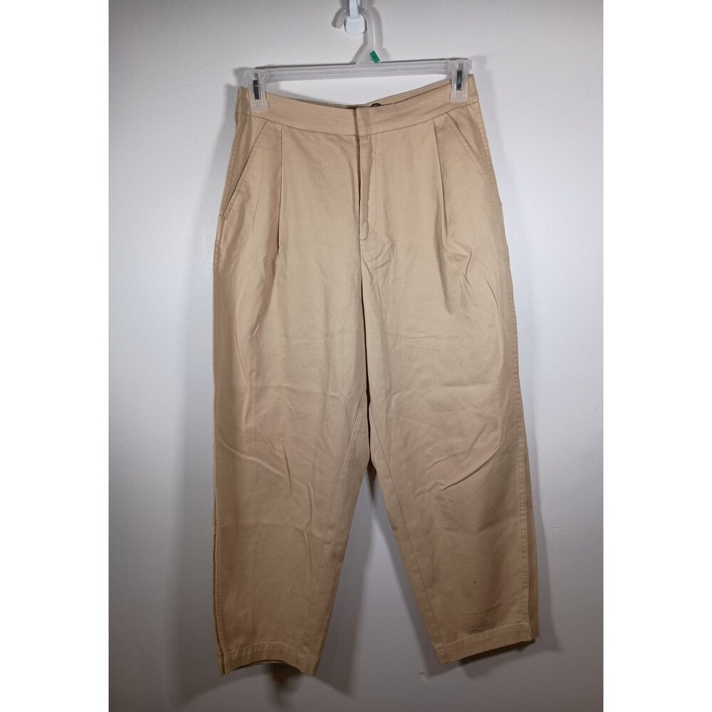 Zara Women's Chino Butter Yellow Pants Tapered High Rise Size Medium